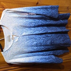 Alfred Dunner Indigo and White Paisley Blouse